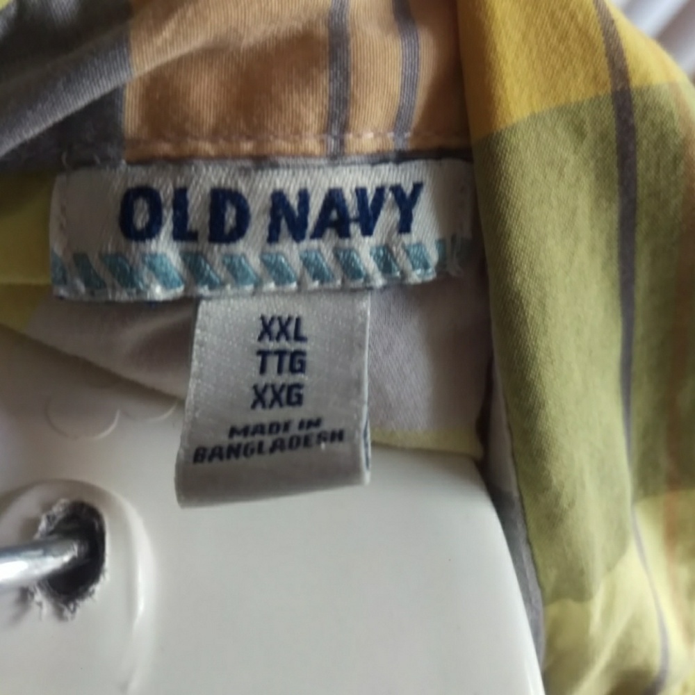 Old navy boy's yellow&gray plaid button up shirt - Picture 8 of 8